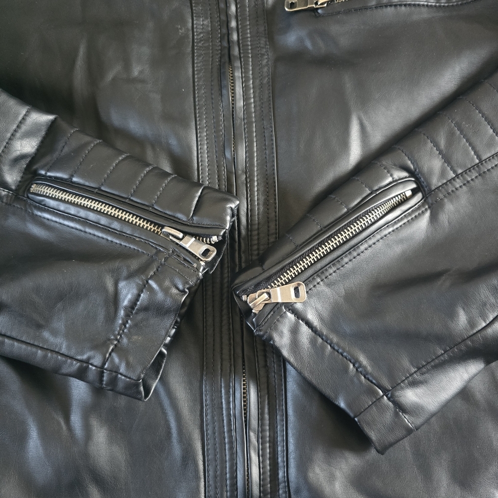 Britches Black Faux Leather Lined Zip Up Jacket Mens 2X - Picture 11 of 11